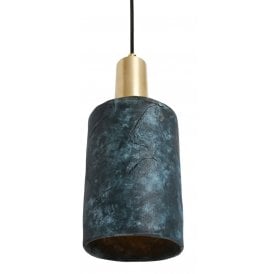 SENNA Ceramic Pendant Light in Blue Earth and Satin Brass