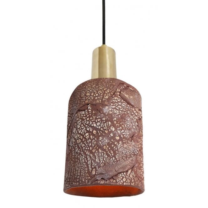 SENNA Ceramic Pendant Light in Red Iron and Polished Brass