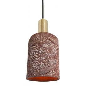 SENNA Ceramic Pendant Light in Red Iron and Polished Brass