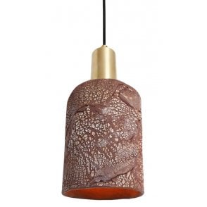 SENNA Ceramic Pendant Light in Red Iron and Satin Brass