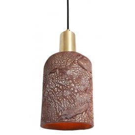 SENNA Ceramic Pendant Light in Red Iron and Satin Brass
