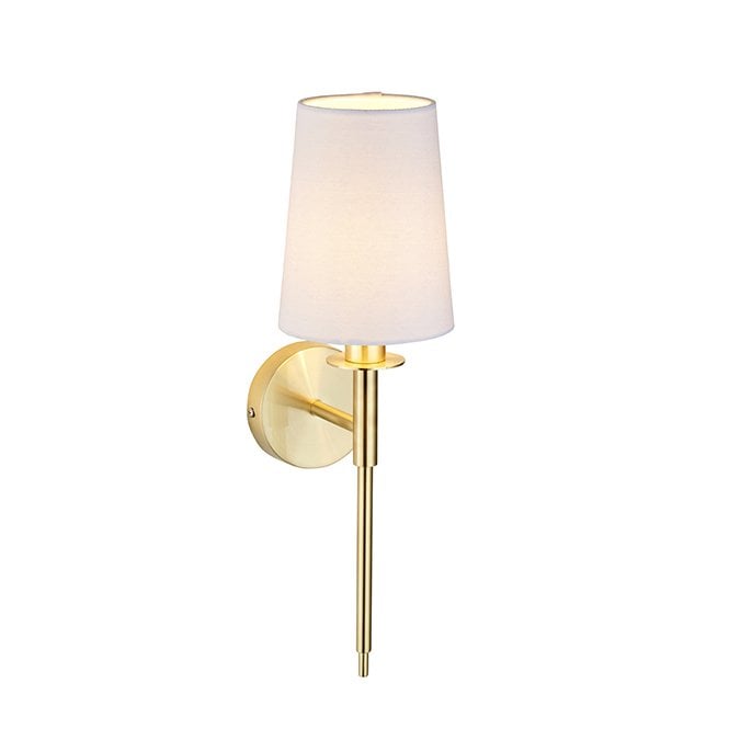 SERENE Satin Brass Plated Wall Light With White Shade