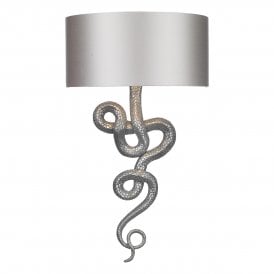 SNAKE Wall Light Pewter With Silk Shade