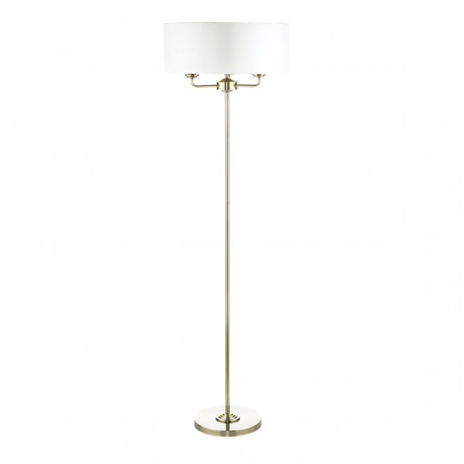 SORRENTO 6 Light Pendant Antique Brass Ivory Shade