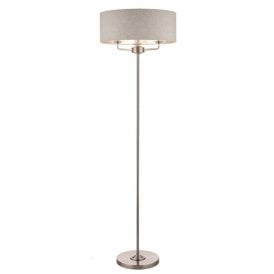 Laura Ashley Brushed Chrome 3 Light Floor Lamp Natural Shade