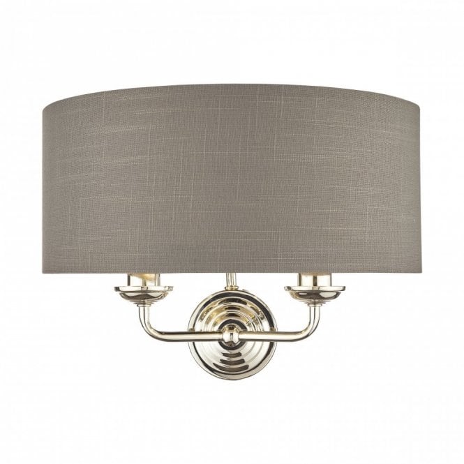 SORRENTO Polished Nickel 2 Light Wall Light with Charcoal Shade