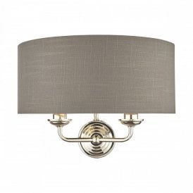 Laura Ashley Polished Nickel 2 Light Wall Light Charcoal Shade