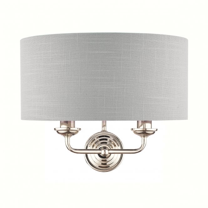 SORRENTO Polished Nickel 2 Light Wall Light with Silver Shade