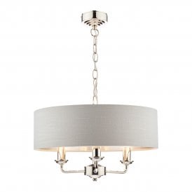 Laura Ashley Polished Nickel 3 Light Fitting Ceiling Light Natural Shade