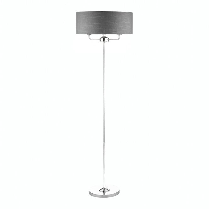 SORRENTO Polished Nickel 3 Light Floor Lamp with Charcoal Shade