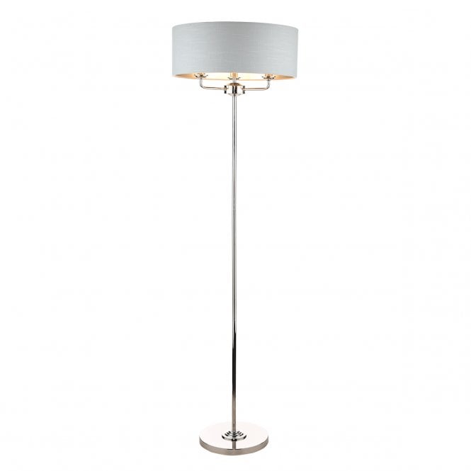 SORRENTO Polished Nickel 3 Light Floor Lamp with Silver Shade
