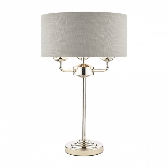 SORRENTO Polished Nickel 3 Light Table Lamp with Silver Shade