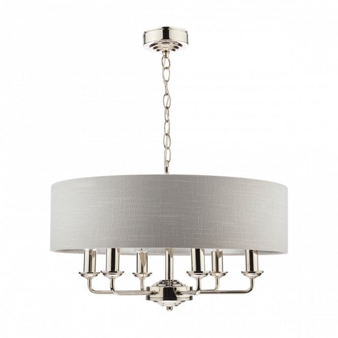 SORRENTO Polished Nickel 6 Light Armed Fitting Ceiling Light with Silver Shade