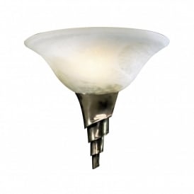 Spiral Bronze Torch Wall Light with White Glass