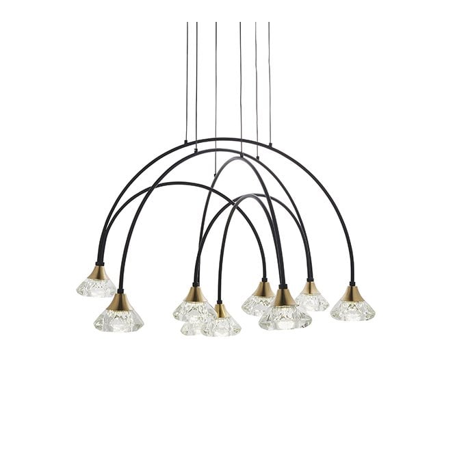 SPRIALEN Curved Black With Crystal Glass Led Pendant