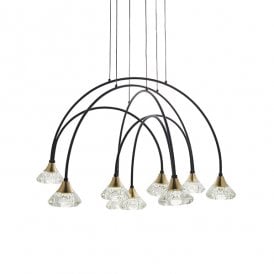 SPRIALEN Curved Black With Crystal Glass Led Pendant