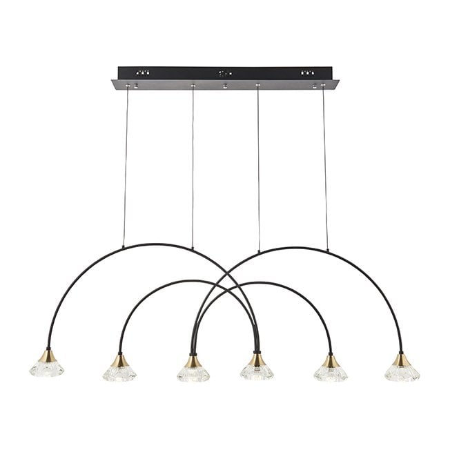 SPRIALEN Curved Black With Crystal Glass Linear Led Pendant