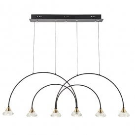 SPRIALEN Curved Black With Crystal Glass Linear Led Pendant