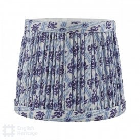 small pleated empire shade with blue blockprinted floral pattern