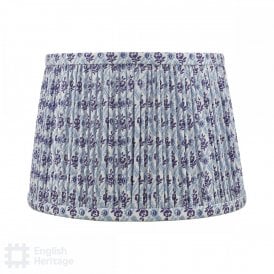 softly pleated empire shade with blue block printed pattern