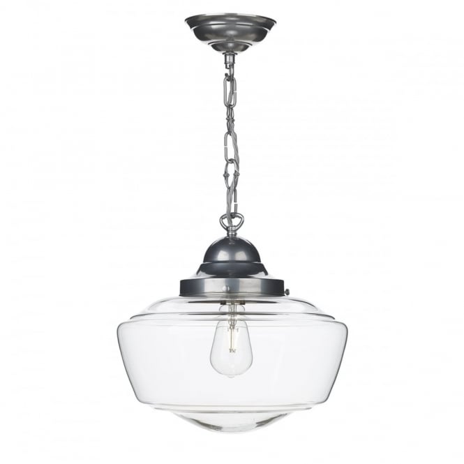 STOWE 1 Light Pendant Satin Chrome Clear Glass CEILING