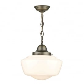 STOWE Single Light Ceiling Pendant | Solid Brass & Opal Glass