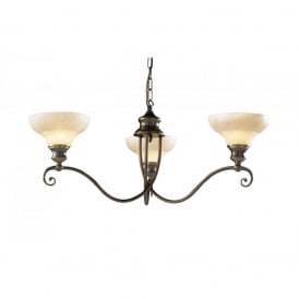 STRATFORD 3 Light Ceiling Pendant Antique Brass & Marble Glass