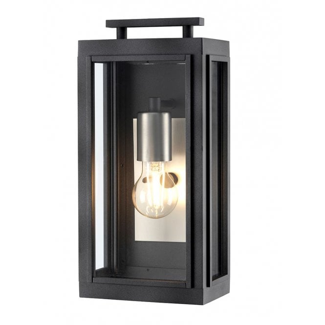 SUTCLIFFE 1 Light Wall Lantern in Aged Zinc IP44 Rated for Outdoor Use