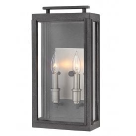 SUTCLIFFE 2 Light Wall Lantern in Aged Zinc IP44 Rated for Outdoor Use