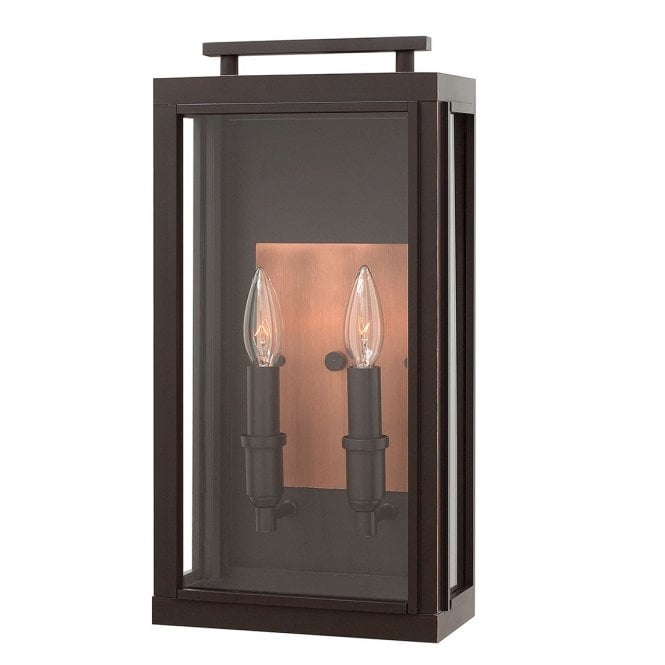 SUTCLIFFE 2 Light Wall Lantern in Oil Rubbed Bronze IP44 Rated for Outdoor Use
