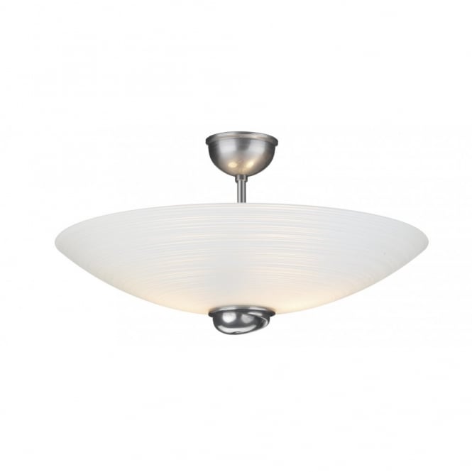 SWIRL White Italian Glass and Pewter Ceiling Uplighter