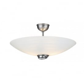 SWIRL White Italian Glass and Pewter Ceiling Uplighter