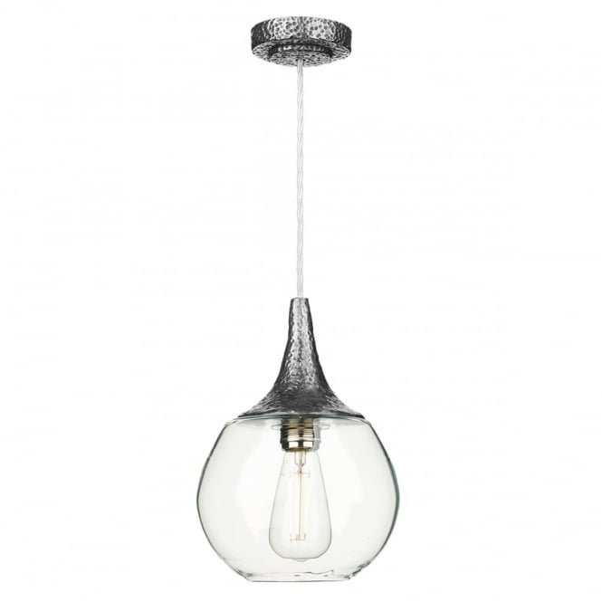 TEARDROP Single Ceiling Pendant Pewter/Glass