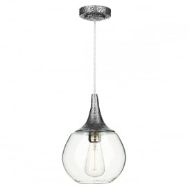 TEARDROP Single Ceiling Pendant Pewter/Glass