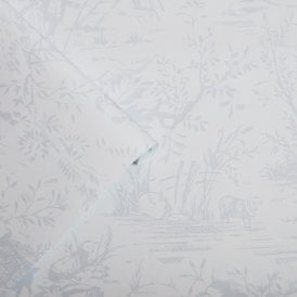 TOILE de Jouy Wallpaper in Dove Grey White, Sugared Grey, Dark Sugared Grey