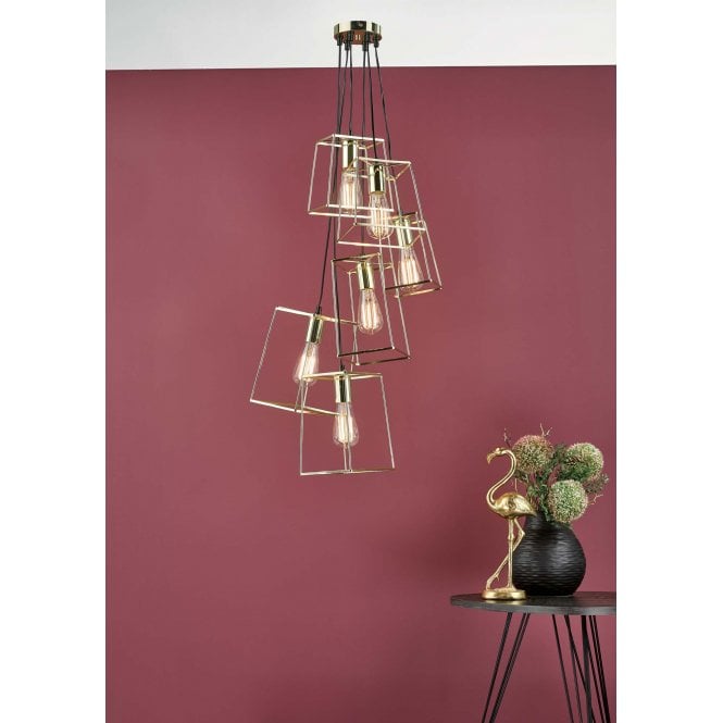 TOWER 6 Light Geometric Cluster Pendant Light | Gold & Black