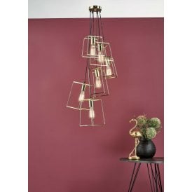 TOWER 6 Light Geometric Cluster Pendant Light | Gold & Black
