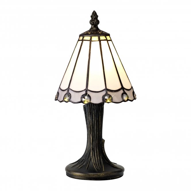UNA Small Table Lamp Tiffany Jewelled | White | Grey | Black