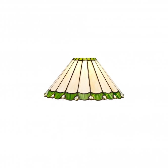 UNA Small Tiffany Glass Lampshade Green & Cream | Clear Crystal