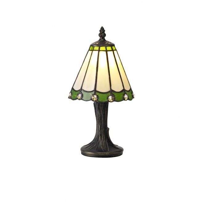 UNA Small Tiffany Table Lamp | Green, Cream & Crystal