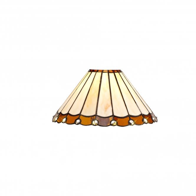 UNA Tiffany Glass Lamp Shade | Orange Cream & Crystal