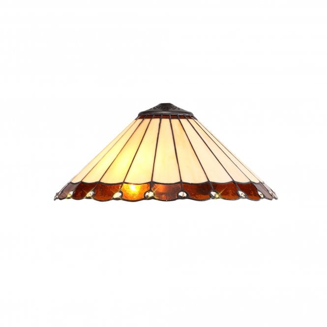 UNA Tiffany Glass Lampshade | Cream & Amber Glass | Crystals