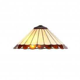 UNA Tiffany Glass Lampshade | Cream & Amber Glass | Crystals