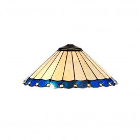UNA Tiffany Glass Lampshade | Cream, Blue Glass & Crystals