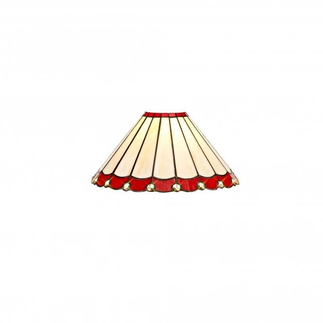 UNA Tiffany Glass Lampshade | Red Cream & Crystal