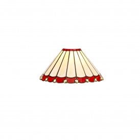 UNA Tiffany Glass Lampshade | Red Cream & Crystal