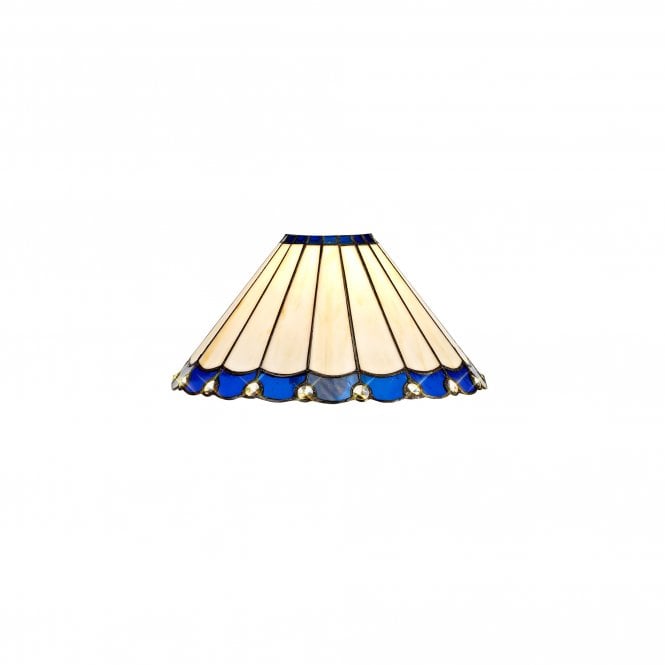 UNA Tiffany Glass Shade Cream & Blue | Clear Crystals