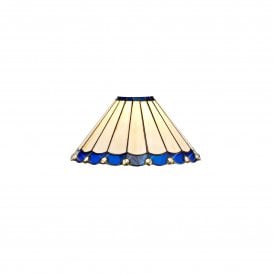 UNA Tiffany Glass Shade Cream & Blue | Clear Crystals