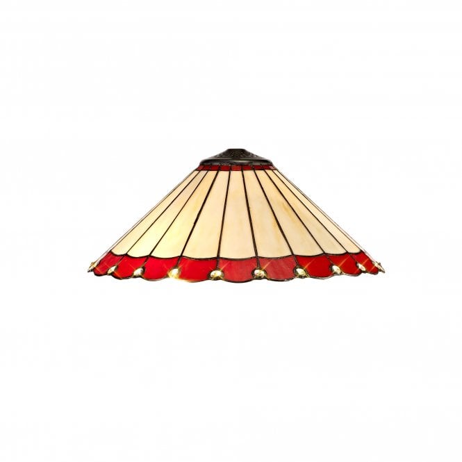UNA Tiffany Style Glass Ceiling Shade | Red Cream & Crystal