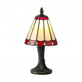 UNA Tiffany Table Light | Cream & Red Glass Clear Crystals